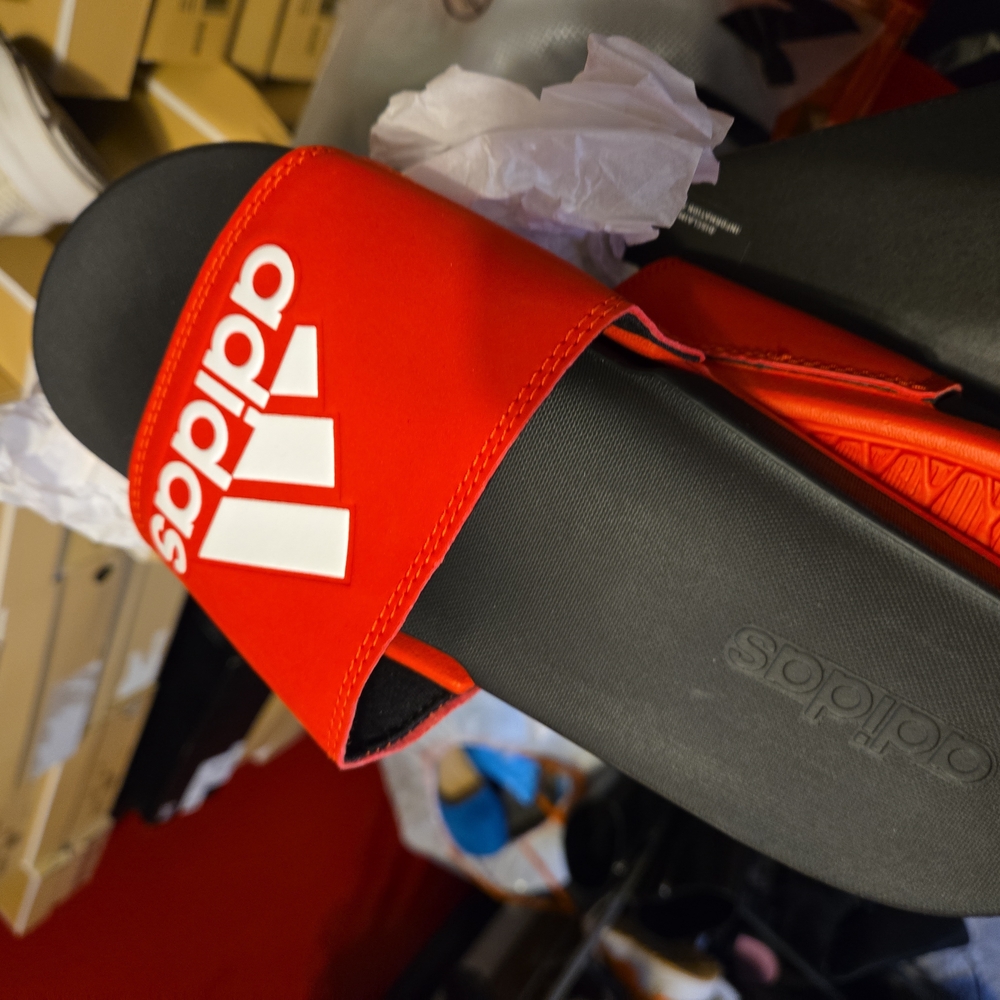 Adidas Red and Black Slides